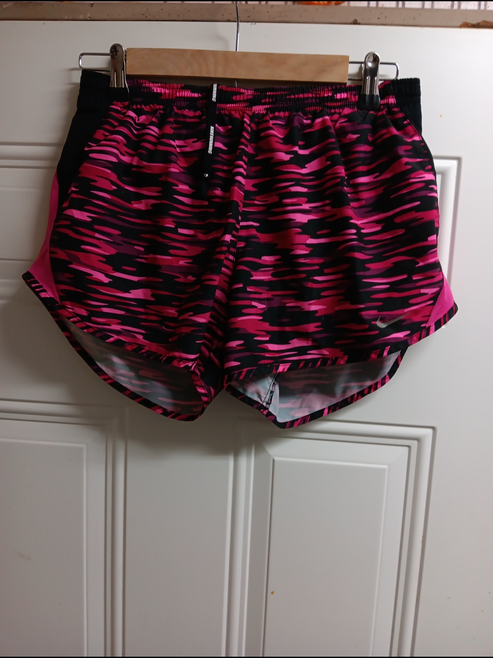 Nike Women’s Pink and Black Patterned Running Shorts